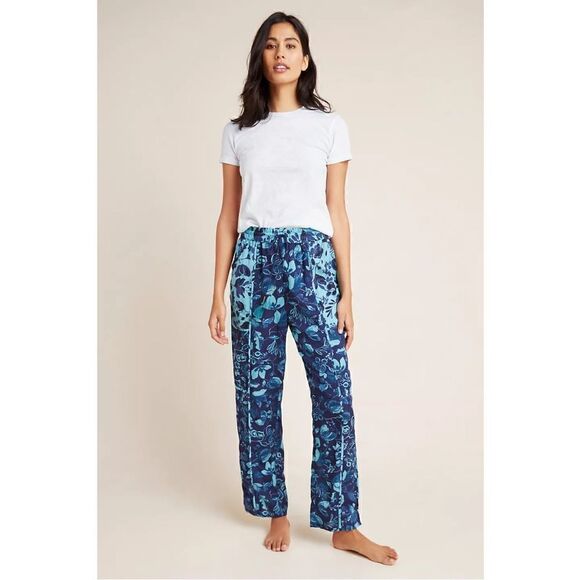 NEW Anthropologie Jamie Blue Floral Pull-On Pajama Sleep Lounge Pants Plus 2X - Picture 5 of 8